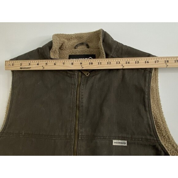 Wolverine Upland Sherpa Lined Gray Vest Twill Cotton Men’s Large Full Zip - Picture 15 of 16